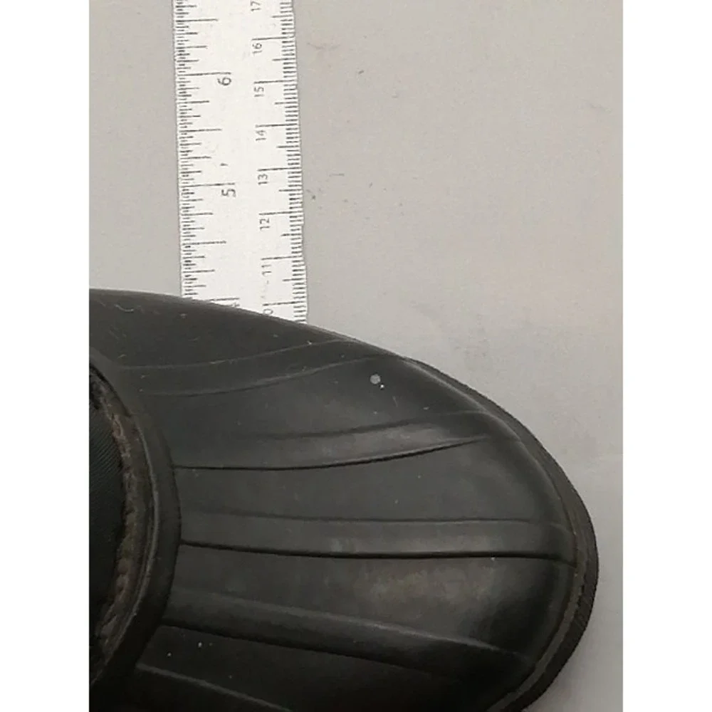 Sorel Boots Womens Kaufman Black 7 Winter Shoes Leather Lined Fur Trim Lace Up